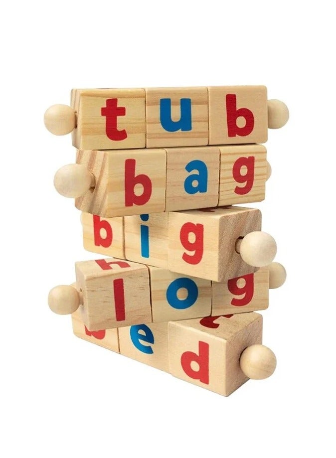 Wooden Reading Blocks Short Vowel Spelling Games - Image 5
