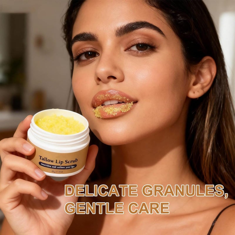 General standard compliant quality Tallow Sugar Lip Scrub Exfoliator & Moisturizer, Natural Lip Care for Dark Lips to Exfoliate, Lips Scrubber Exfoliant for Soft, Smooth Skin, Gently Remove Flaky Dead Skin, Nourishing & Repairing 2Pcs General need oriented design - Image 3