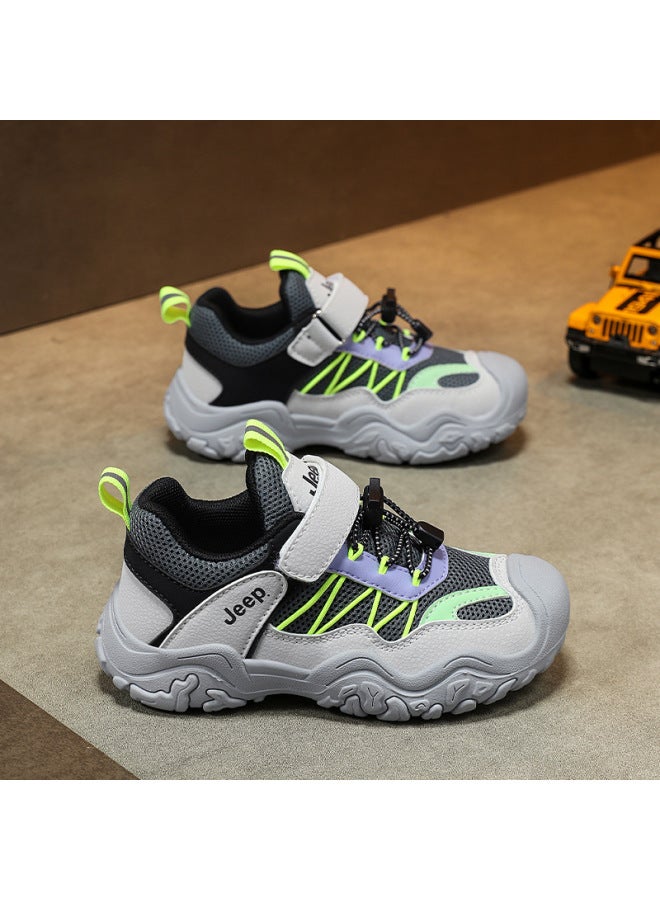 Children's Shoes  Spring And Autumn New Breathable Mesh Girls' Sports Shoes Convenient Velcro Boys' Running Shoes