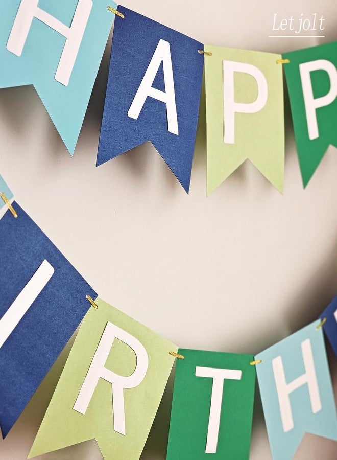 Letjolt Blue Green Happy Birthday Banner Birthday Party Bunting Signs Supplies - Image 4