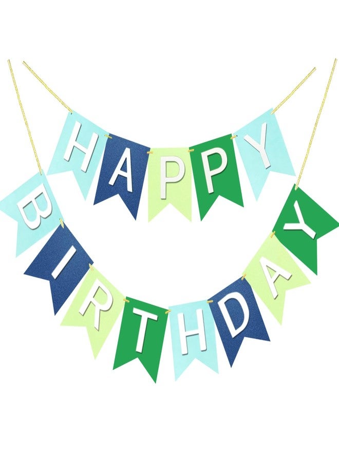 Letjolt Blue Green Happy Birthday Banner Birthday Party Bunting Signs Supplies - Image 1