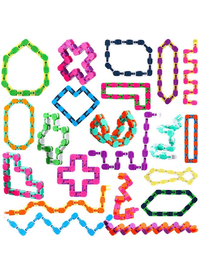 Yunsailing 80 Packs Wacky Tracks Snap Fidget Finger Sensory Snake Puzzles Bike Track Chain Toy Bulk Fidget Toys Snake for Kid Adult Stress Relief Party Classroom Home Travel Multi Color(24 Links) - Image 1