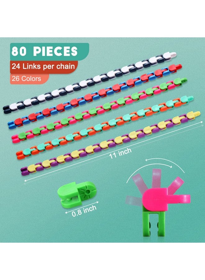 Yunsailing 80 Packs Wacky Tracks Snap Fidget Finger Sensory Snake Puzzles Bike Track Chain Toy Bulk Fidget Toys Snake for Kid Adult Stress Relief Party Classroom Home Travel Multi Color(24 Links) - Image 2