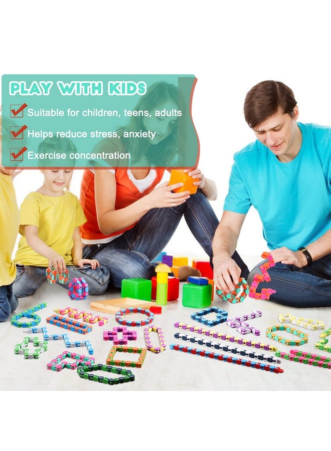 Yunsailing 80 Packs Wacky Tracks Snap Fidget Finger Sensory Snake Puzzles Bike Track Chain Toy Bulk Fidget Toys Snake for Kid Adult Stress Relief Party Classroom Home Travel Multi Color(24 Links) - Image 5