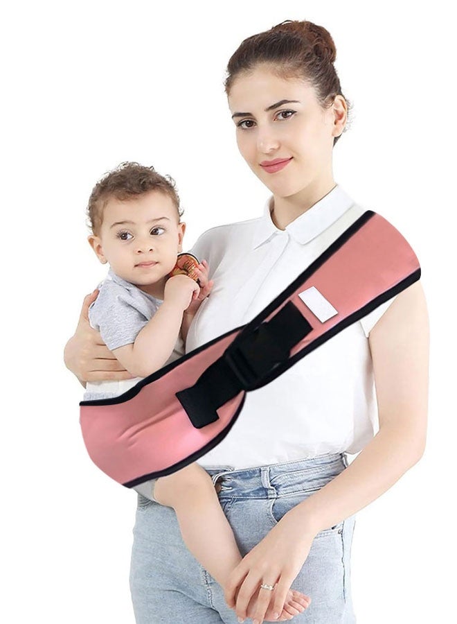 HOOTO Portable baby carrier, ergonomically designed baby e-sshoulder labor-saving polyester baby half bag sling, with anti slip particles and soft baby carrier, suitable for newborns, infants, and toddlers, aged 4-36 months (pink) - Image 1