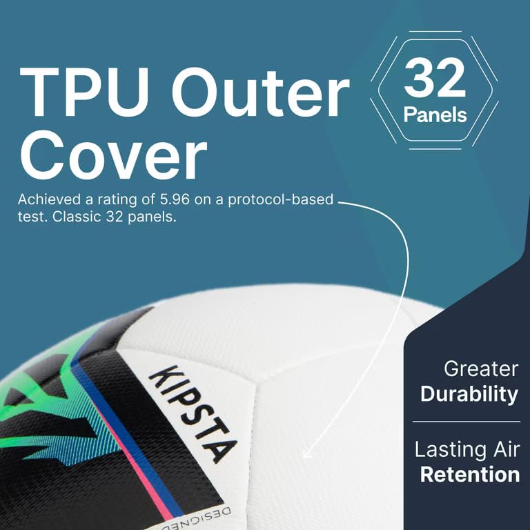 KIPSTA PU Size 5 Approved Basic Football Club Hybrid - White - Image 3