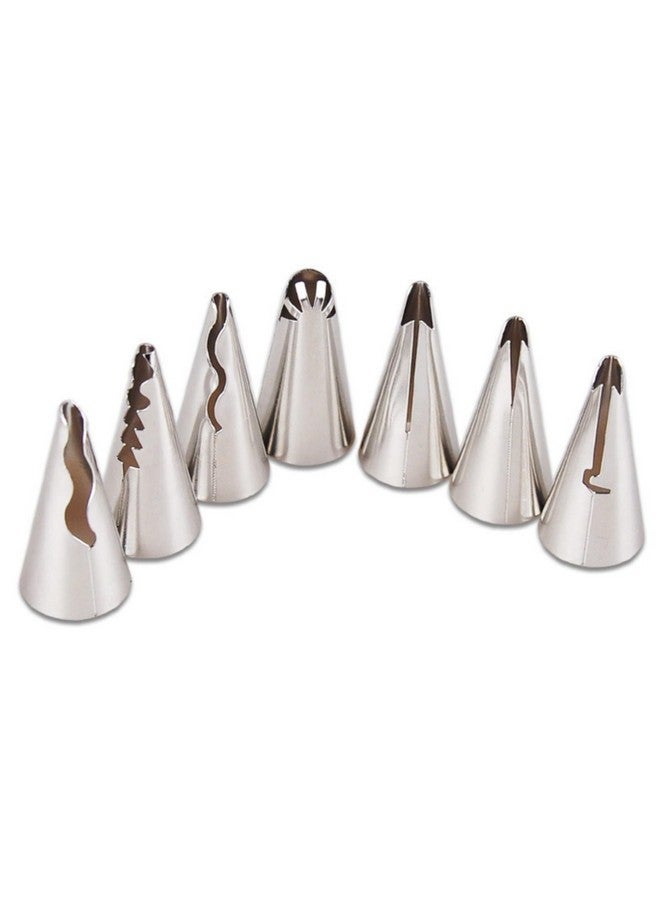 BeeSpring BeeSpring 7pcs Pleated Skirt Piping Nozzles Set Silver Stainless Steel Frosting Piping Kit Tulip Icing Pastry Cake Decorating Baking Tools - Image 2