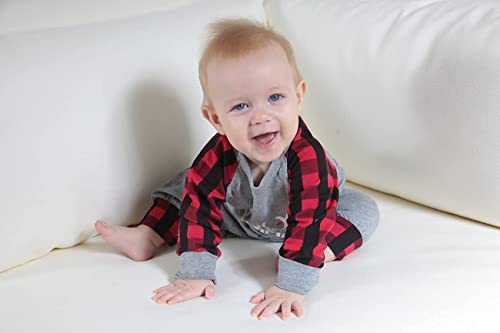 Hipea Newborn Baby Boy Christmas Clothes Jumpsuit Romper Plaid Sleeve Jumpsuit Infant Outfit(12-18M) Red - Image 2
