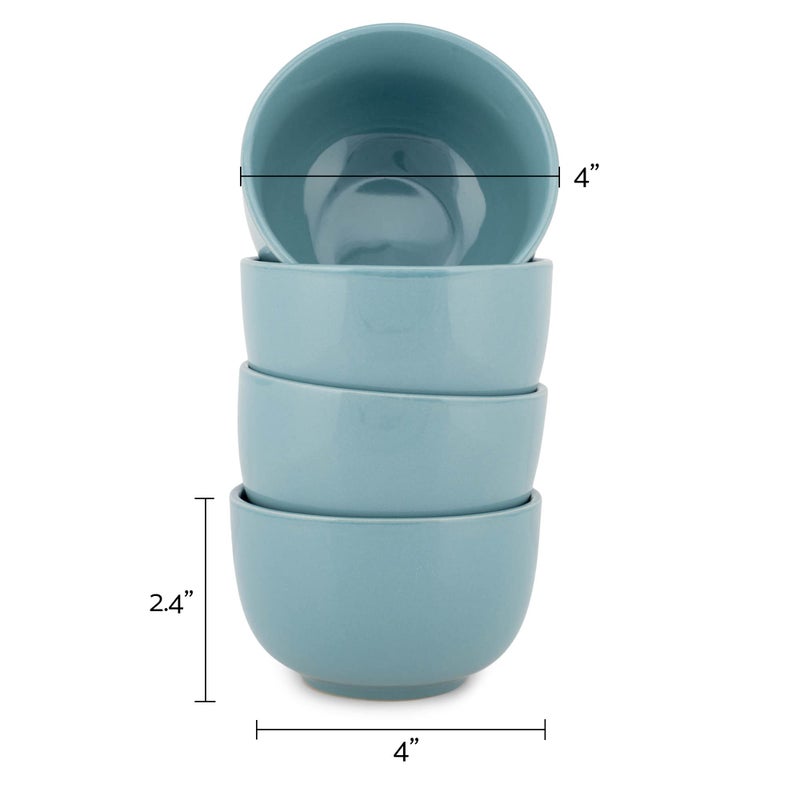 Elanze Designs Bistro Glossy Ceramic 4 inch Cute and Small Dessert Bowls Set of 4 - Perfect for Everyday uses from Snacks  Ice Cream  Candy and Treats  Ice Blue - Image 3