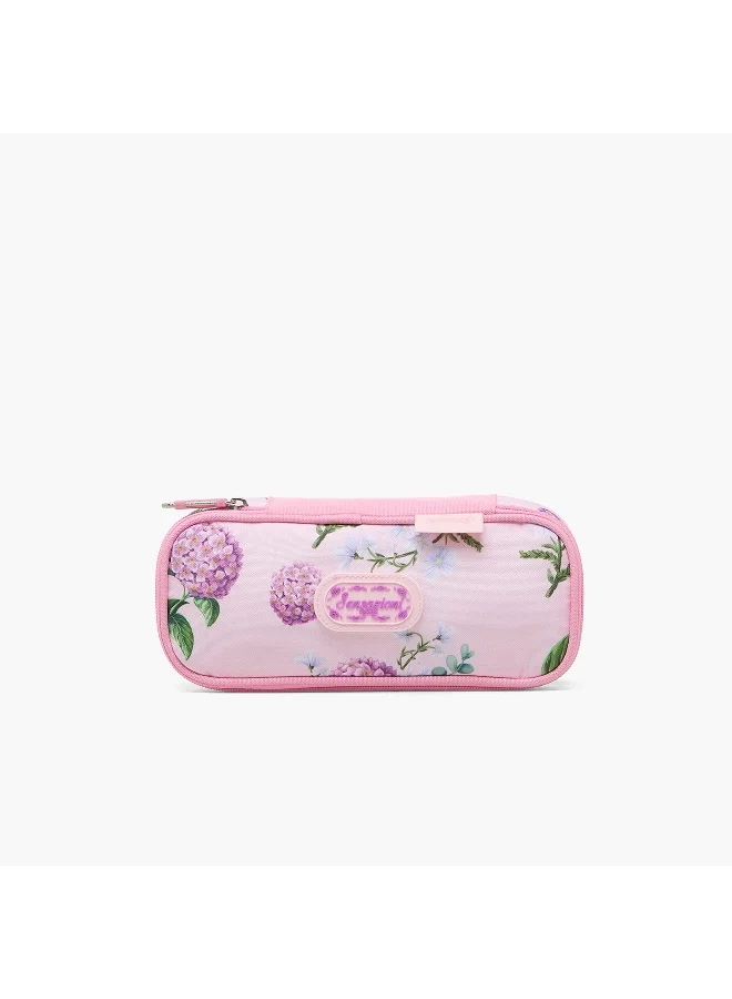 Sensazioni Pouch-Flowers-1 Cmprt-Pink (Polyester) Muticolour \ 23X9.5X5