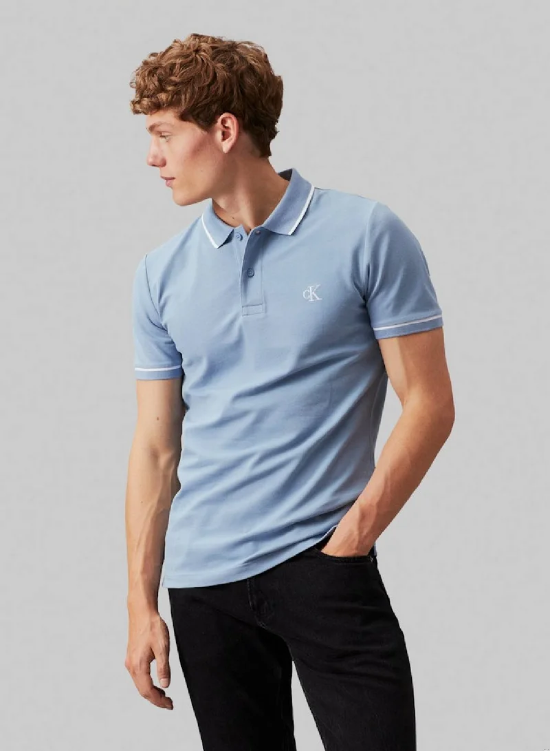 Calvin Klein Jeans Men's Slim Polo Shirt - Cotton stretch piqué, Blue