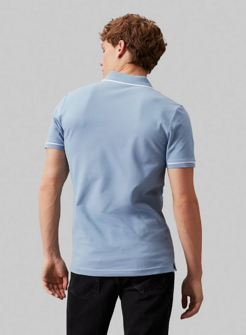 Calvin Klein Jeans Men's Slim Polo Shirt - Cotton stretch piqué, Blue