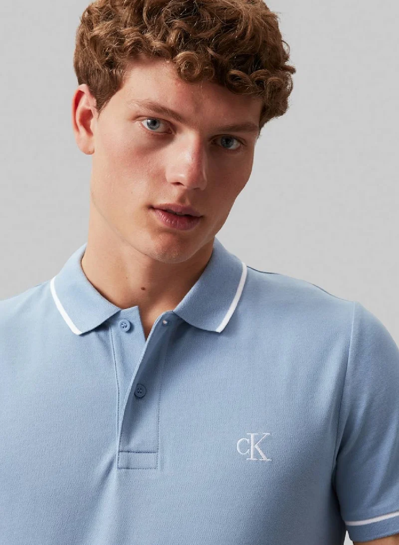 Calvin Klein Jeans Men's Slim Polo Shirt - Cotton stretch piqué, Blue