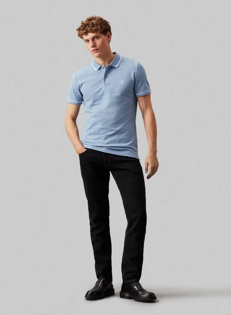 Calvin Klein Jeans Men's Slim Polo Shirt - Cotton stretch piqué, Blue