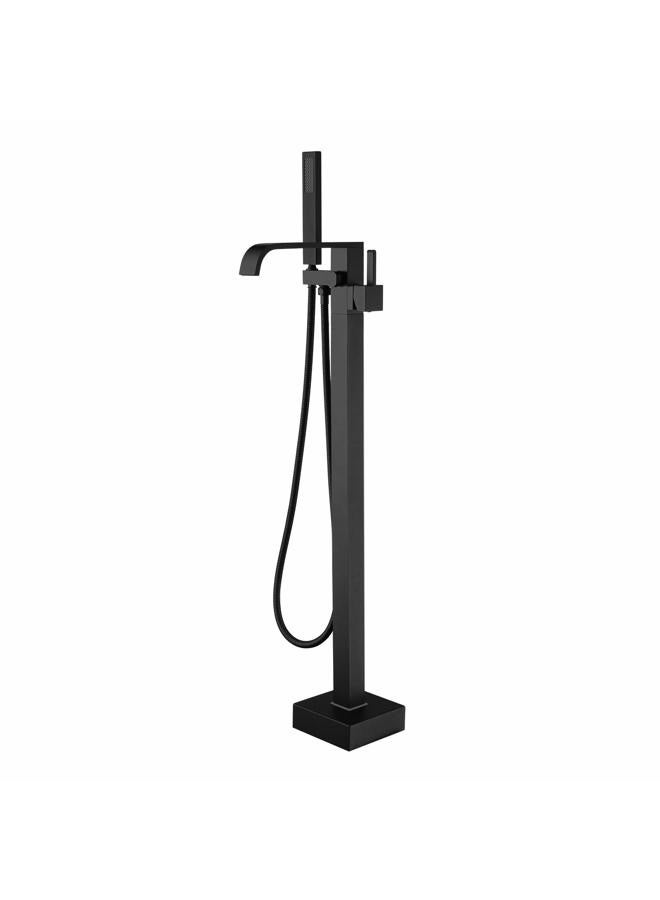 Artiqua Freestanding Bathtub Faucet Tub Filler Black Floor Mount Bathroom Faucets Brass Single Handle with Hand Shower - Image 1