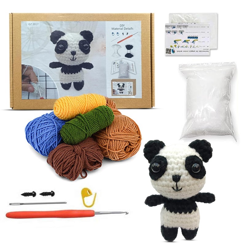 LitVibes DIY Crochet Kits Beginners Art Craft Set Crochet Needles Tools Accessories with StepbyStep Tutorial Video DIY Birthday Return Gift Easy to Learn Knitting Activity Panda Design