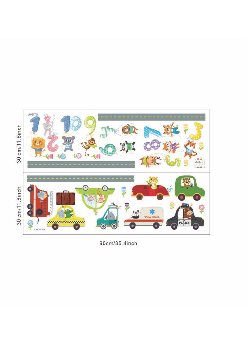 Y&D Cartoon Digital Car Wall Stickers Perfect For Kids' Bedrooms And Nurseries - Image 3