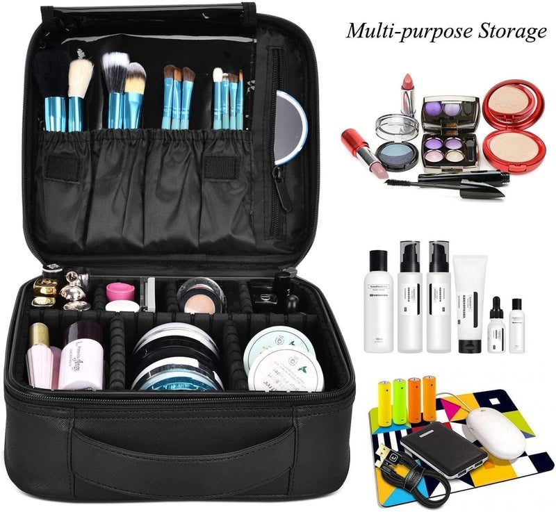 NitevoMakeup Train Case  Professional Cosmetic Organizer Makeup Artist Box with Adjustable Dividers for Women  Black  White 10 Inch - Image 4