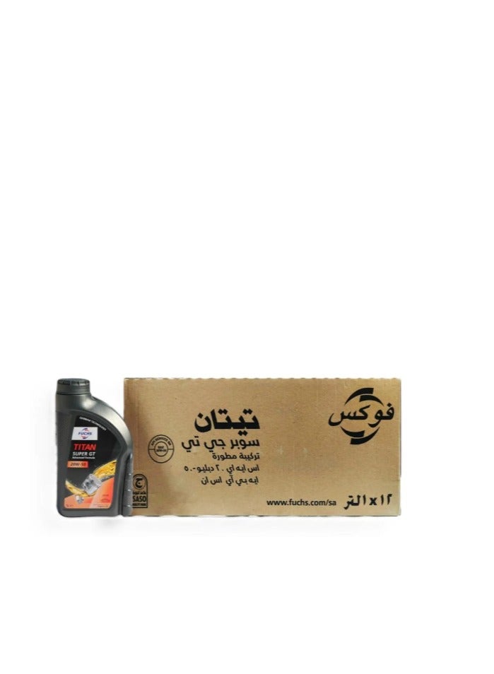 VOXX Fuchs Titan SUPER GT 20W-50 Engine Oil - Advanced Formula for High Performance and Powerful Engine Protection / Carton (12 Packs * 1 Liter) - Image 1