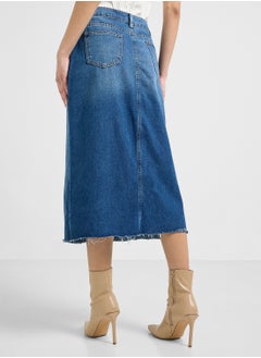Ginger Denim Midi Skirt With Slit  - Image 3