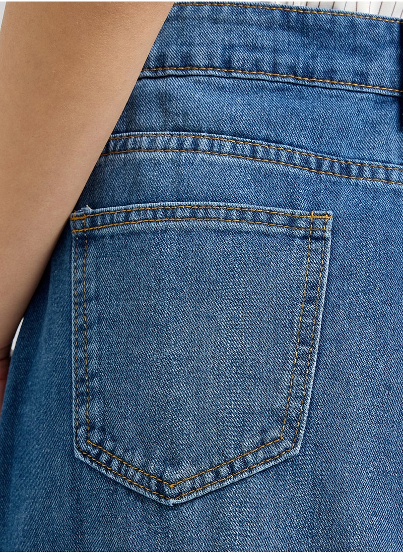 Ginger Denim Midi Skirt With Slit  - Image 5
