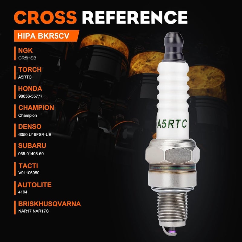 Hipa CR5HSB Spark Plug Replaces NGK CR5HSB Torch A5RTC Honda 98056-55757 EU2000I EU1000I GX31 GX100 GXH50 Generators 2 PACK - Image 2