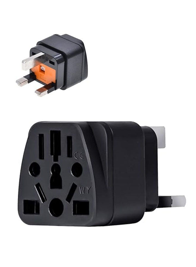 1 Pack UK Travel Adapter 13A with Fuse, Universal Travel Power Adapter Converter Plug, US/JP/AU/EU/CN plugs to UK, 3 Pins Socket British Standard, Power Outlet Charger, Safe and Portable, Black - Image 1