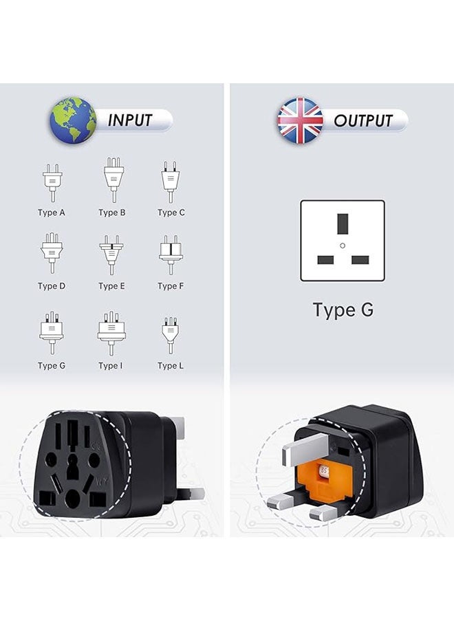 1 Pack UK Travel Adapter 13A with Fuse, Universal Travel Power Adapter Converter Plug, US/JP/AU/EU/CN plugs to UK, 3 Pins Socket British Standard, Power Outlet Charger, Safe and Portable, Black - Image 2