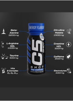 C5 Energy C5 SHOT Pre-Workout Drink | 80ml Liquid Energy Shot | 200mg Caffeine, Beta-Alanine, Creatine, Citrulline | Sugar Free | Zero Calories  (Pack of 12, Energy Flavour)  - Image 3