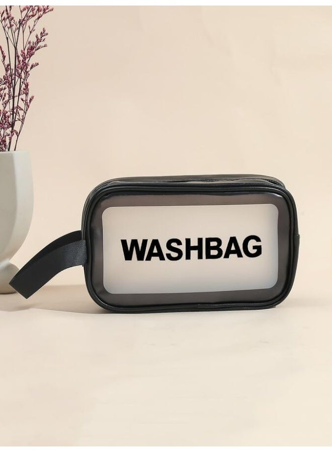 Womens Clear Toiletry Bags For Traveling Hanging Cosmetic Bags Water Repellent Airport Makeup Cosmetic (Black) - Image 3