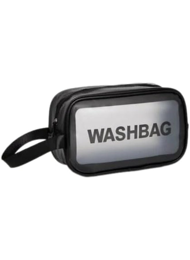 Womens Clear Toiletry Bags For Traveling Hanging Cosmetic Bags Water Repellent Airport Makeup Cosmetic (Black) - Image 1