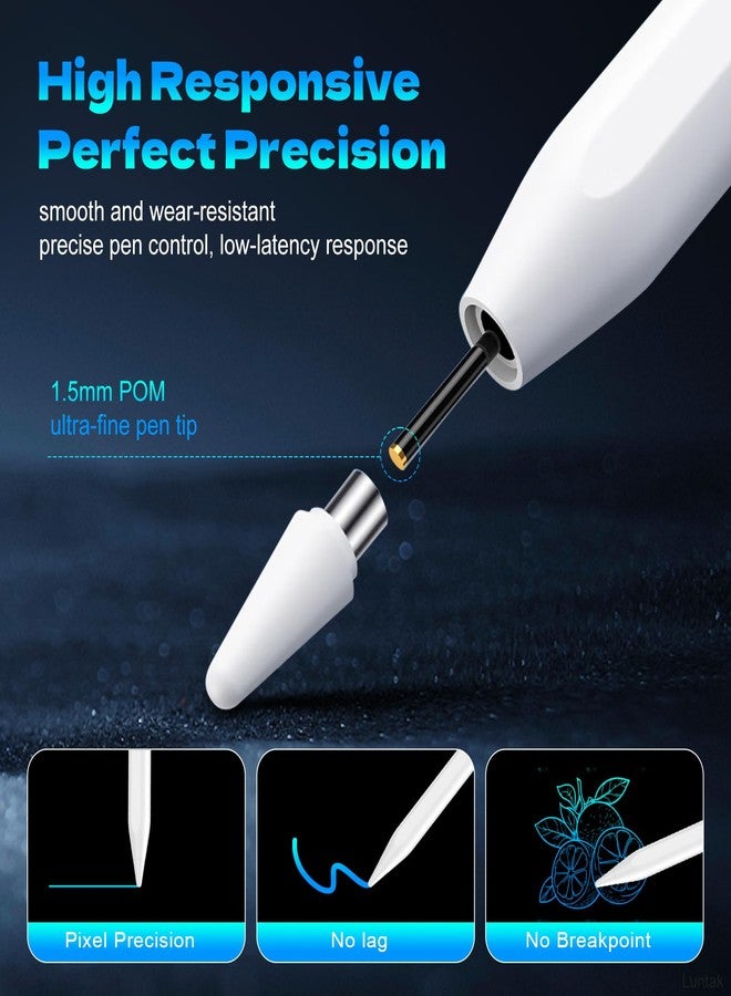 Luntak Stylus Pen for Touchscreen,Luntak Universal Magnetic Fine Point iPad Pencil for Android & iOS Smartphone and Tablet,POM Tip Stylus Pen for iPad/iPad Pro/iPhone/Samsung/Lenovo/Huawei and so on-White - Image 4