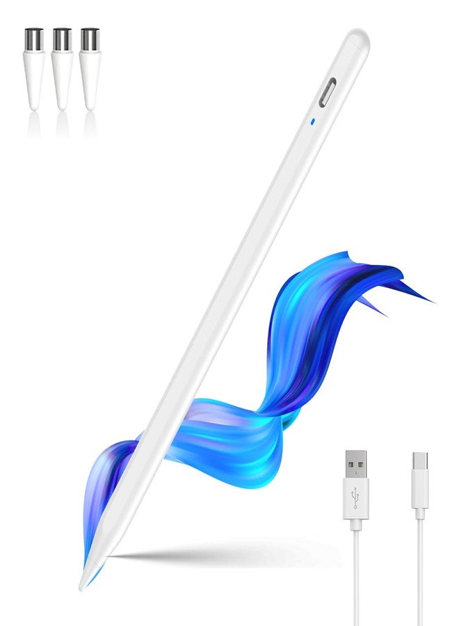 Luntak Stylus Pen for Touchscreen,Luntak Universal Magnetic Fine Point iPad Pencil for Android & iOS Smartphone and Tablet,POM Tip Stylus Pen for iPad/iPad Pro/iPhone/Samsung/Lenovo/Huawei and so on-White - Image 1