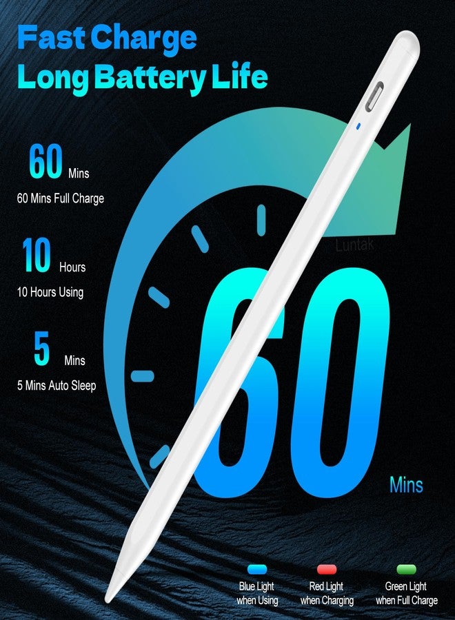 Luntak Stylus Pen for Touchscreen,Luntak Universal Magnetic Fine Point iPad Pencil for Android & iOS Smartphone and Tablet,POM Tip Stylus Pen for iPad/iPad Pro/iPhone/Samsung/Lenovo/Huawei and so on-White - Image 2