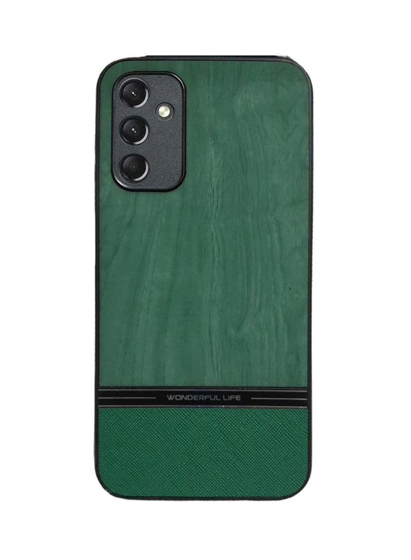 Shockproof Wood Grain Skin PU and TPU Shockproof Luxury Phone Case for Samsung Galaxy A14 (Green)