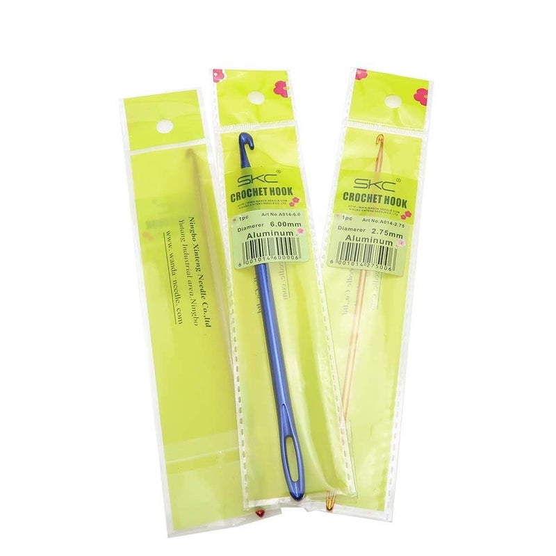 Zuoyou 3PCS Aluminum Tunisian Afghan Crochet Hook DIY Knitting Needles Tool with an Eye 2.75/4/6mm - Image 2