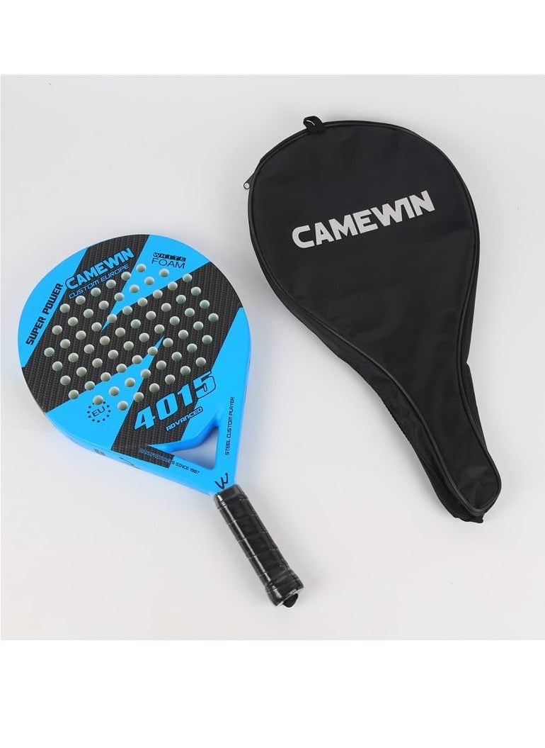 CAMEWIN - Padel Tennis Racket Carbon Fiber Pop Paddle Tennis Racquets Professional Beach Padel Racket with Cover Bag - Blue Black - Image 1