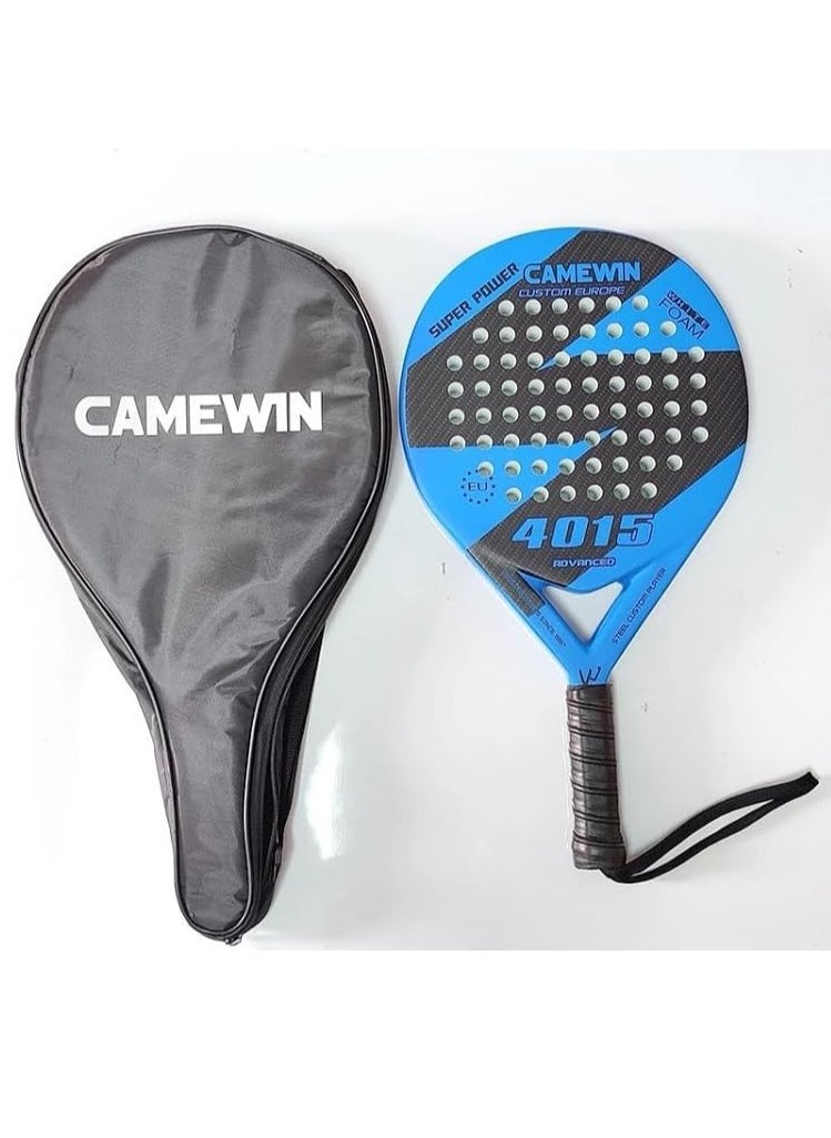 CAMEWIN - Padel Tennis Racket Carbon Fiber Pop Paddle Tennis Racquets Professional Beach Padel Racket with Cover Bag - Blue Black - Image 1