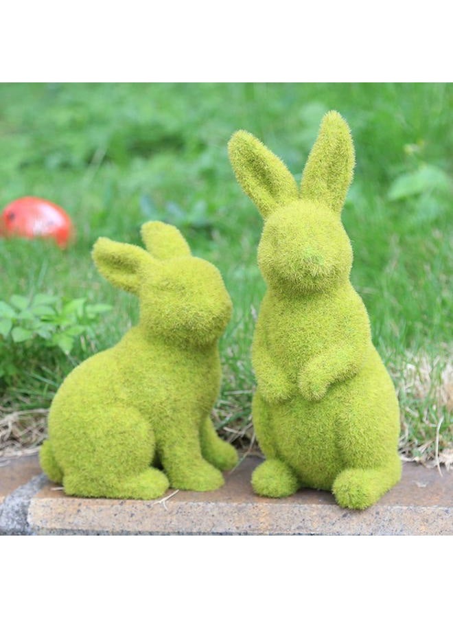 Zensounding Decorative Decorations for Easter Bunny Gifts, Moss Green Flocking Sculpture, Garden Courtyard Family Gathering Celebration Decorations (Small 2PCS Standing+Sitting) - Image 5