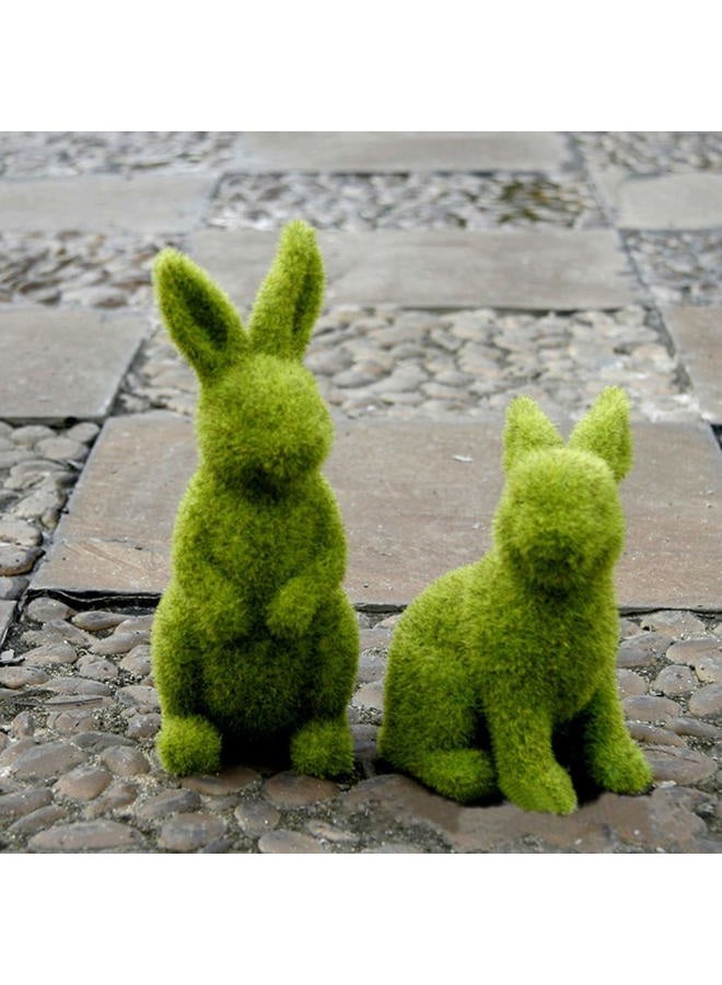 Zensounding Decorative Decorations for Easter Bunny Gifts, Moss Green Flocking Sculpture, Garden Courtyard Family Gathering Celebration Decorations (Small 2PCS Standing+Sitting) - Image 4
