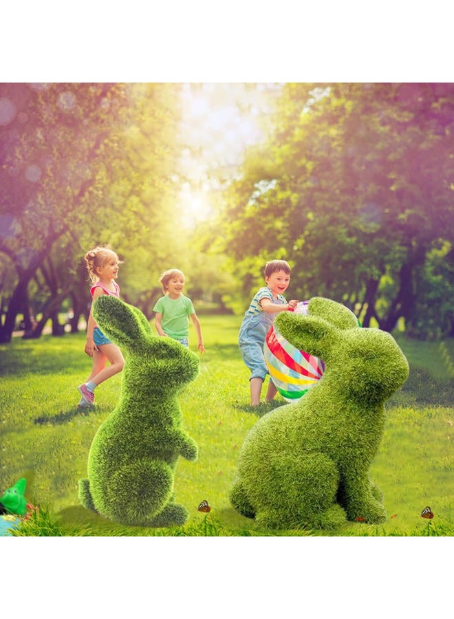 Zensounding Decorative Decorations for Easter Bunny Gifts, Moss Green Flocking Sculpture, Garden Courtyard Family Gathering Celebration Decorations (Small 2PCS Standing+Sitting) - Image 2
