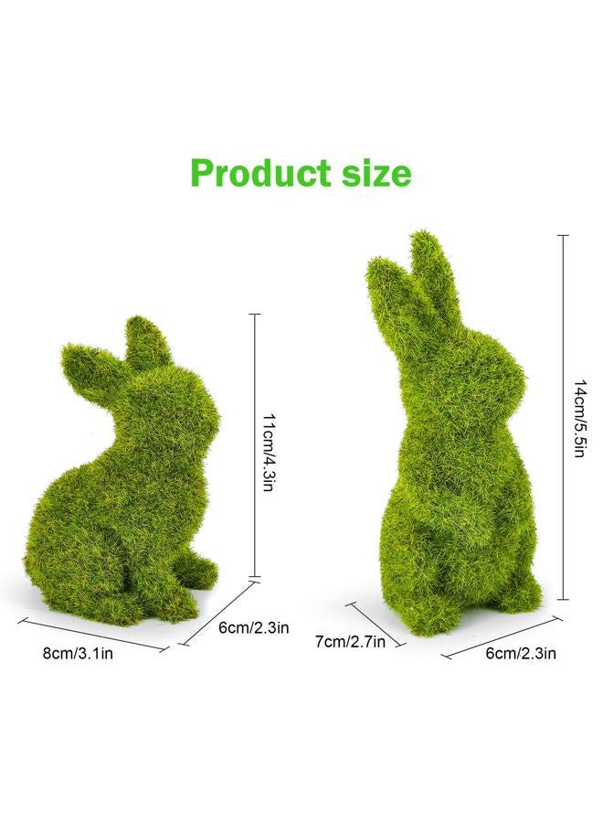 Zensounding Decorative Decorations for Easter Bunny Gifts, Moss Green Flocking Sculpture, Garden Courtyard Family Gathering Celebration Decorations (Small 2PCS Standing+Sitting) - Image 3