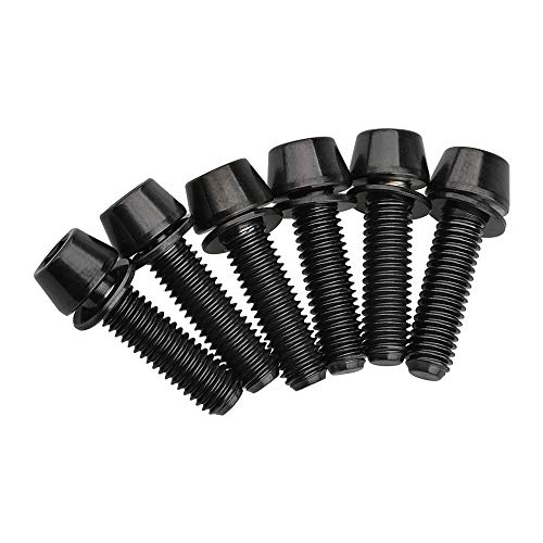 Wanyifa Titanium Ti Allen Hex M5x16 18mm Tapered Head Bolt with Washer Screw for Bicycle Stem Parts Pack of 6 (Black, M5x18mm) - Image 4