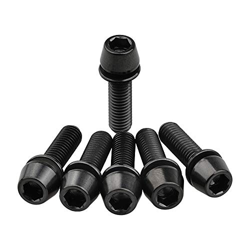 Wanyifa Titanium Ti Allen Hex M5x16 18mm Tapered Head Bolt with Washer Screw for Bicycle Stem Parts Pack of 6 (Black, M5x18mm) - Image 3