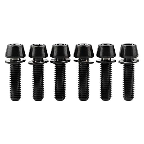 Wanyifa Titanium Ti Allen Hex M5x16 18mm Tapered Head Bolt with Washer Screw for Bicycle Stem Parts Pack of 6 (Black, M5x18mm) - Image 1