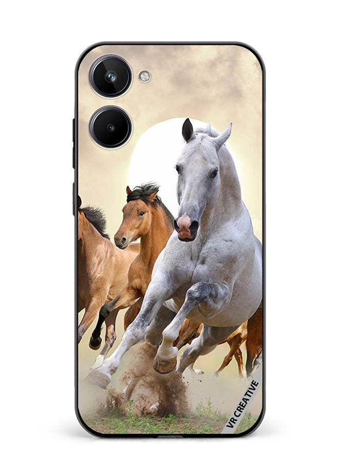 VR CREATIVE Protective Case Cover For Realme 10 Running Horses Design Multicolour - Image 1