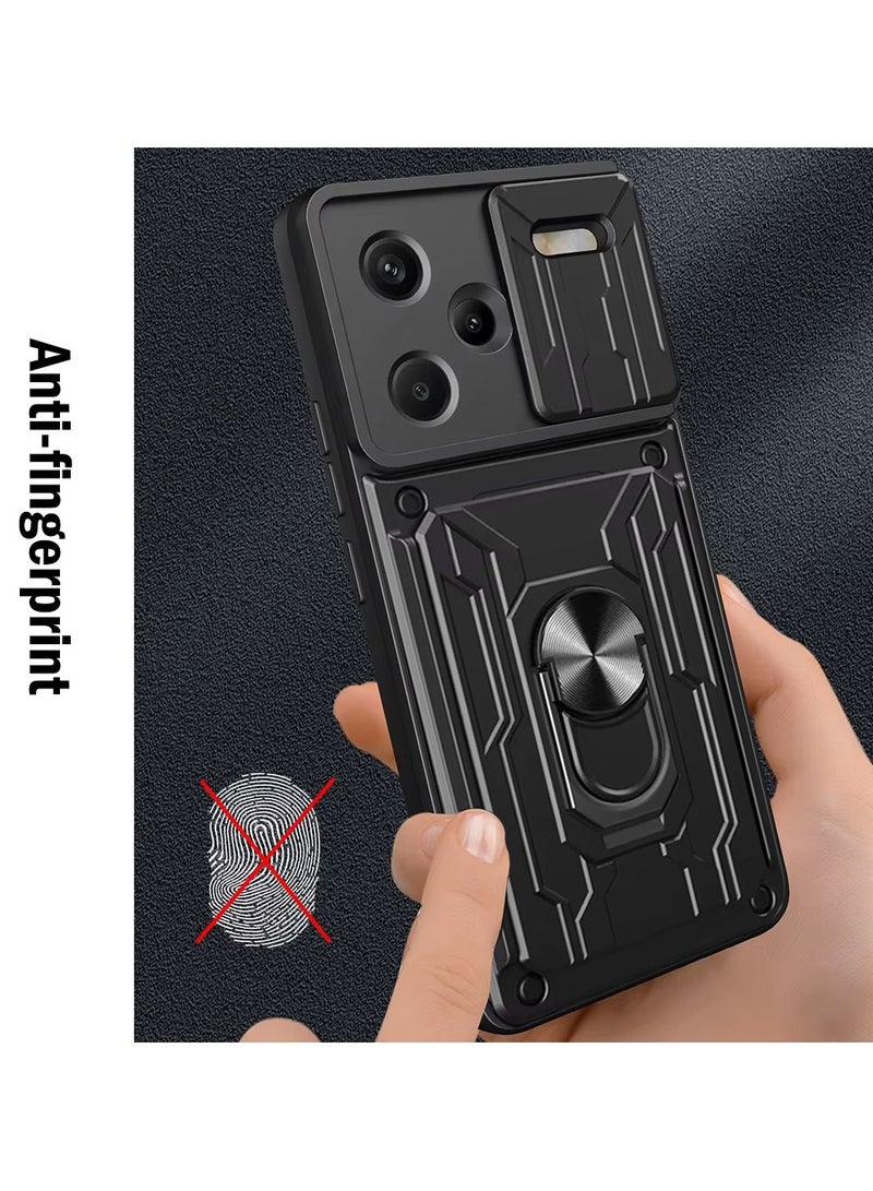 Techie حافظة سلايد أرمور لهاتف شاومي ريدمي نوت 13 برو بلس 5G مع حلقة 360°، قاعدة مغناطيسية، حامل بطاقات، درع كاميرا وحماية من السقوط بمعيار عسكري - Image 5
