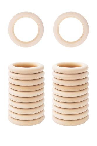 Mandala Crafts 25mm Wooden Rings Macrame Supplies – 100 Unfinished DIY Natural Wood Macrame Rings Circles for Crafts and Jewelry Making - Image 1