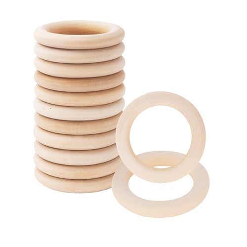 Mandala Crafts 25mm Wooden Rings Macrame Supplies – 100 Unfinished DIY Natural Wood Macrame Rings Circles for Crafts and Jewelry Making - Image 2