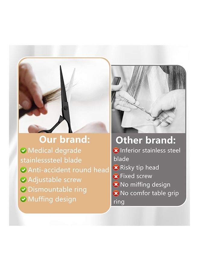 Generic Professional Hair Scissors Set, Barber Scissors and Thinning Shears, Ergonomic Blades, Hair Cutting Shears for Men, Women, Children and Pets (2 PCS)  - Image 2